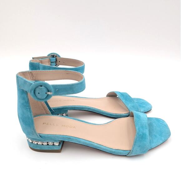 Pelle Moda Nita Ankle Strap Sandal Women's Crystal Trim Aqua Size US6M EU37 - Picture 5 of 10